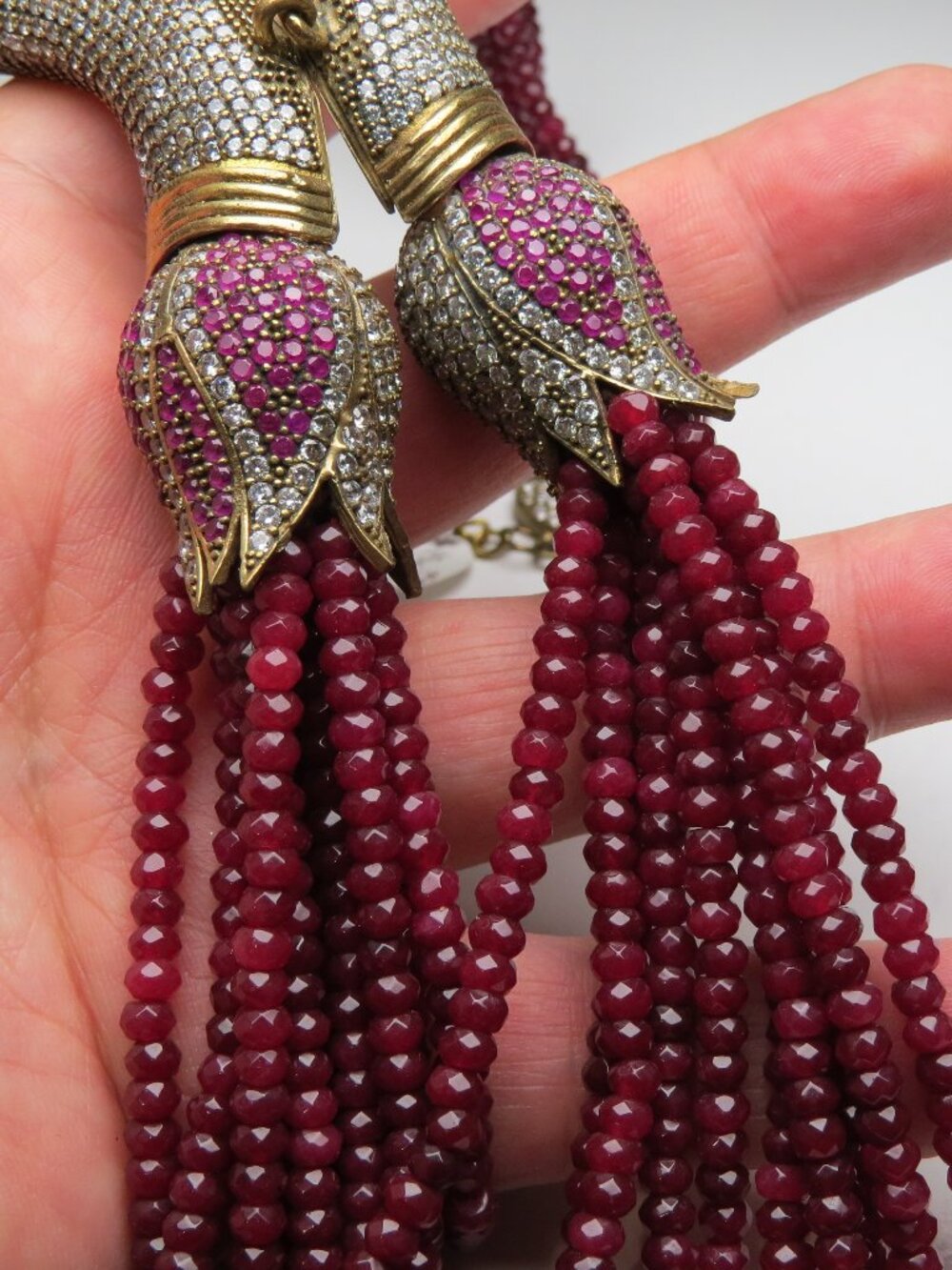 14k Diamond Ruby Tibet Necklace Micropave setting over 500 stones